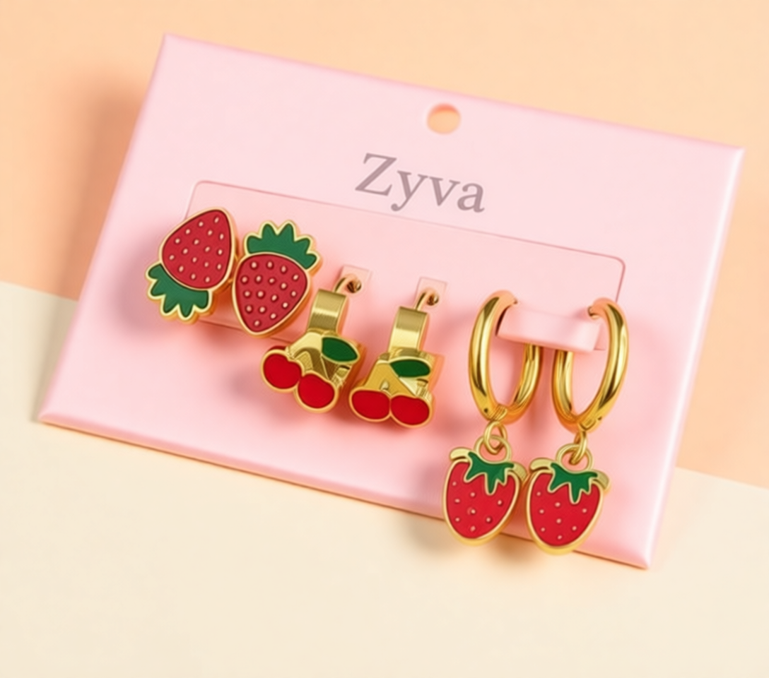 Set de 3 Boucles « Fruits Enchantés » – Zyva